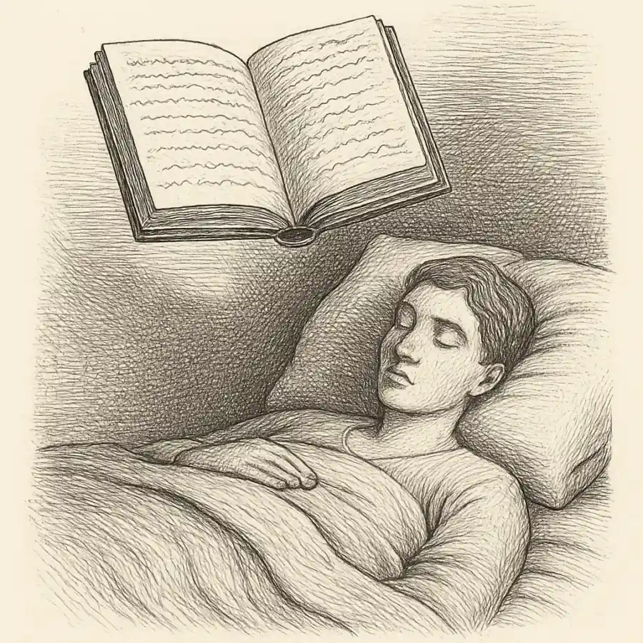 Ilustración en grabado sobre Un cuento corto para dormir