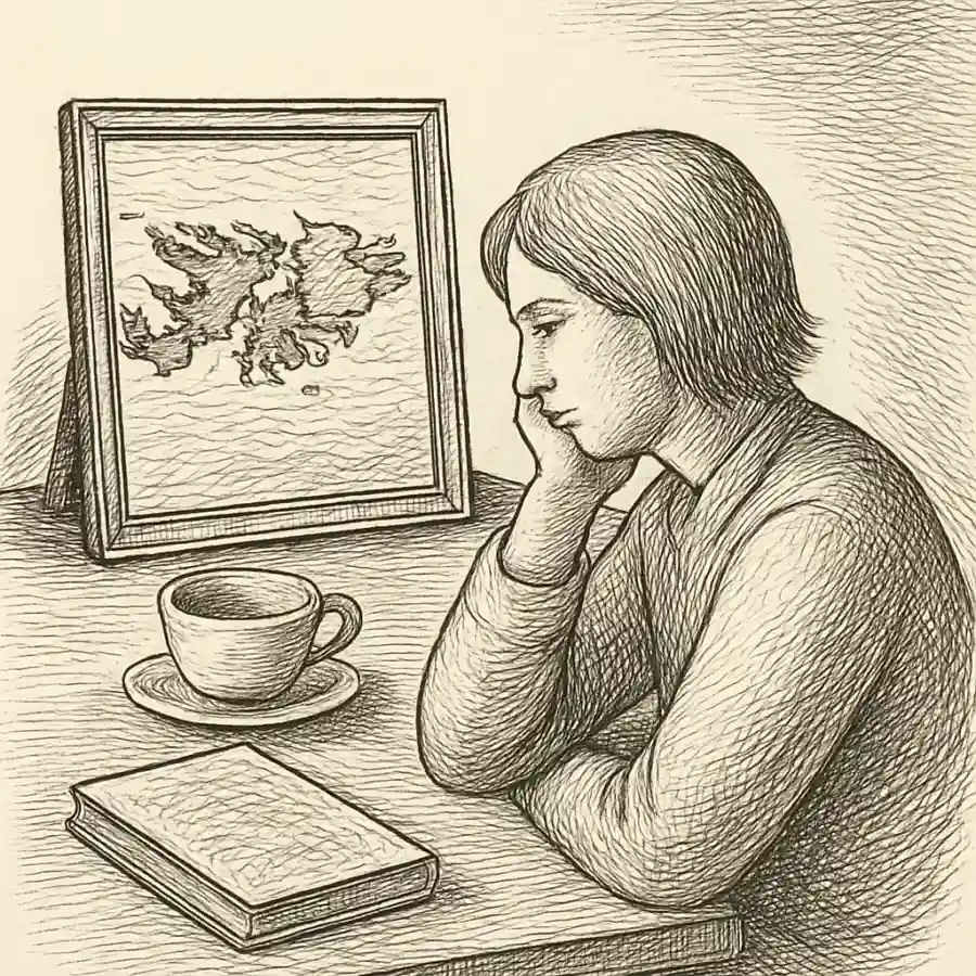 Mi Malvinas de sobremesa — ilustración Ilustración en grabado sobre Mi Malvinas de sobremesa