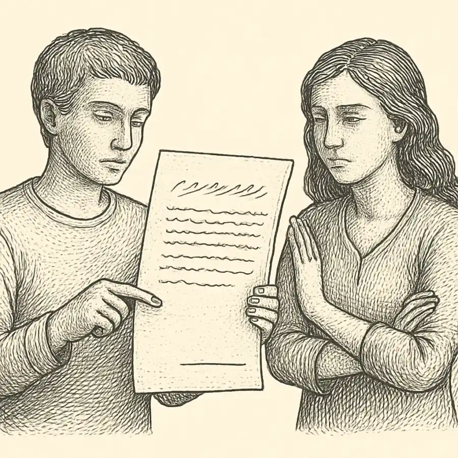 El contrato que no firmamos — ilustración Ilustración en grabado sobre El contrato que no firmamos