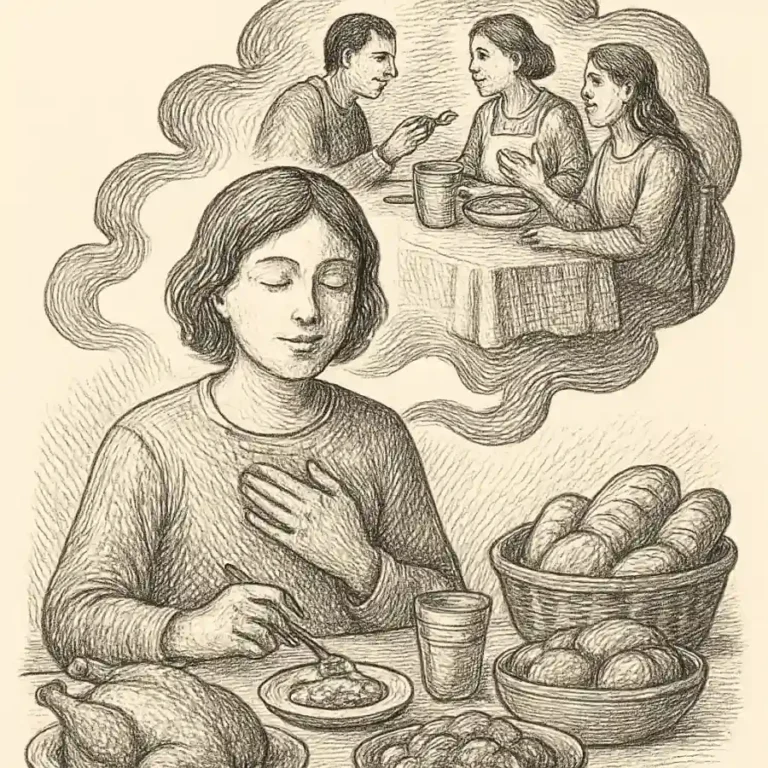 Ilustración en grabado sobre Lo que siento cuando como