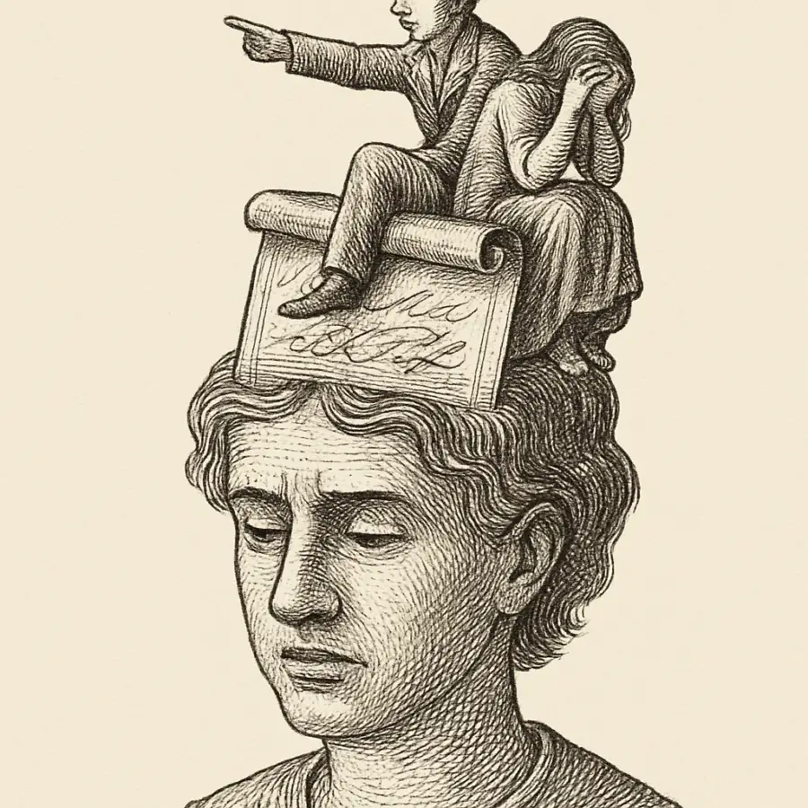 Mi razón tiene jefe — ilustración Ilustración en grabado sobre Mi razón tiene jefe