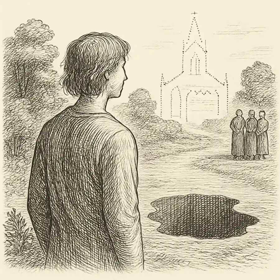 Espiritualidad sin templo — ilustración Ilustración en grabado sobre Espiritualidad sin templo