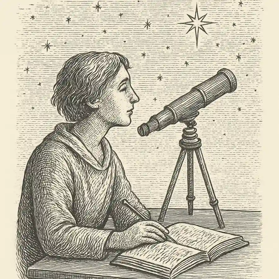 Aprender estrellas sin apuro — ilustración Ilustración en grabado sobre Aprender estrellas sin apuro