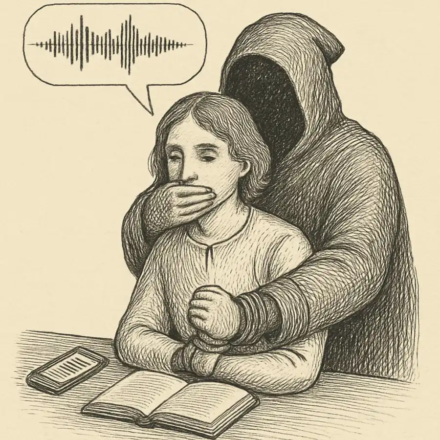 Tus audios me secuestran bonito — ilustración Ilustración en grabado sobre Tus audios me secuestran bonito