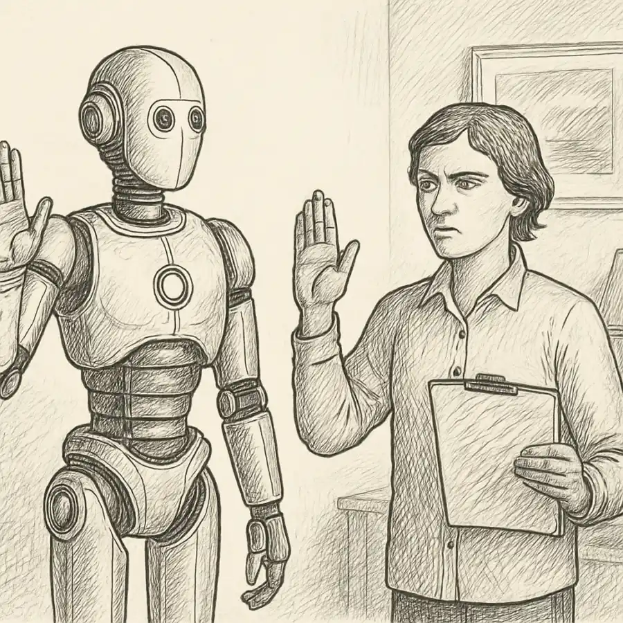 Robots en casa: mis reglas — ilustración Ilustración en grabado sobre Robots en casa: mis reglas