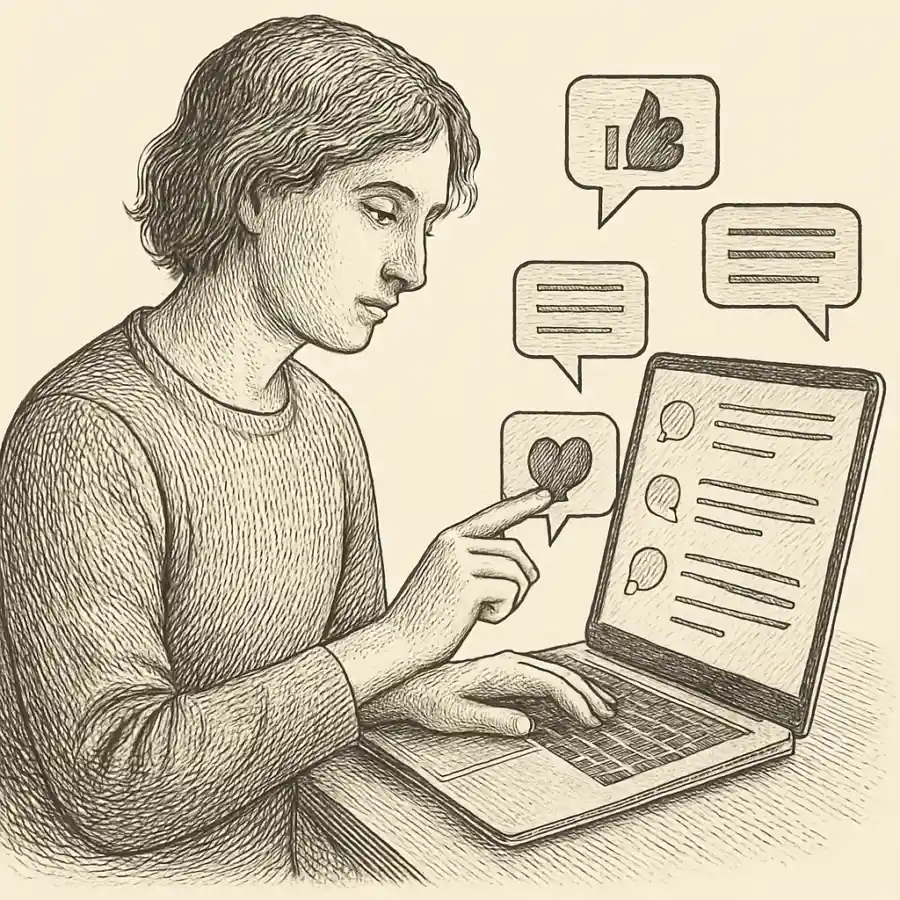 Compasión en comentarios — ilustración Ilustración en grabado sobre Compasión en comentarios