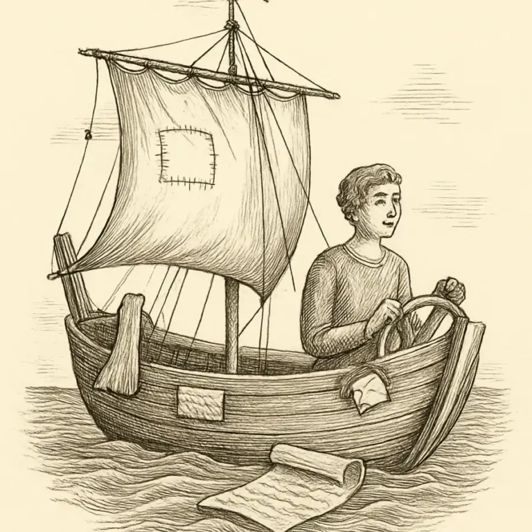 Ilustración en grabado sobre Mi yo como barco parchado