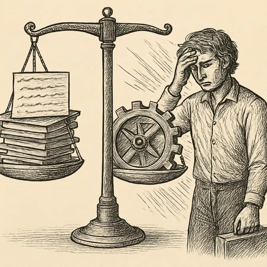 Ilustración en grabado sobre Trabajar ya no alcanza