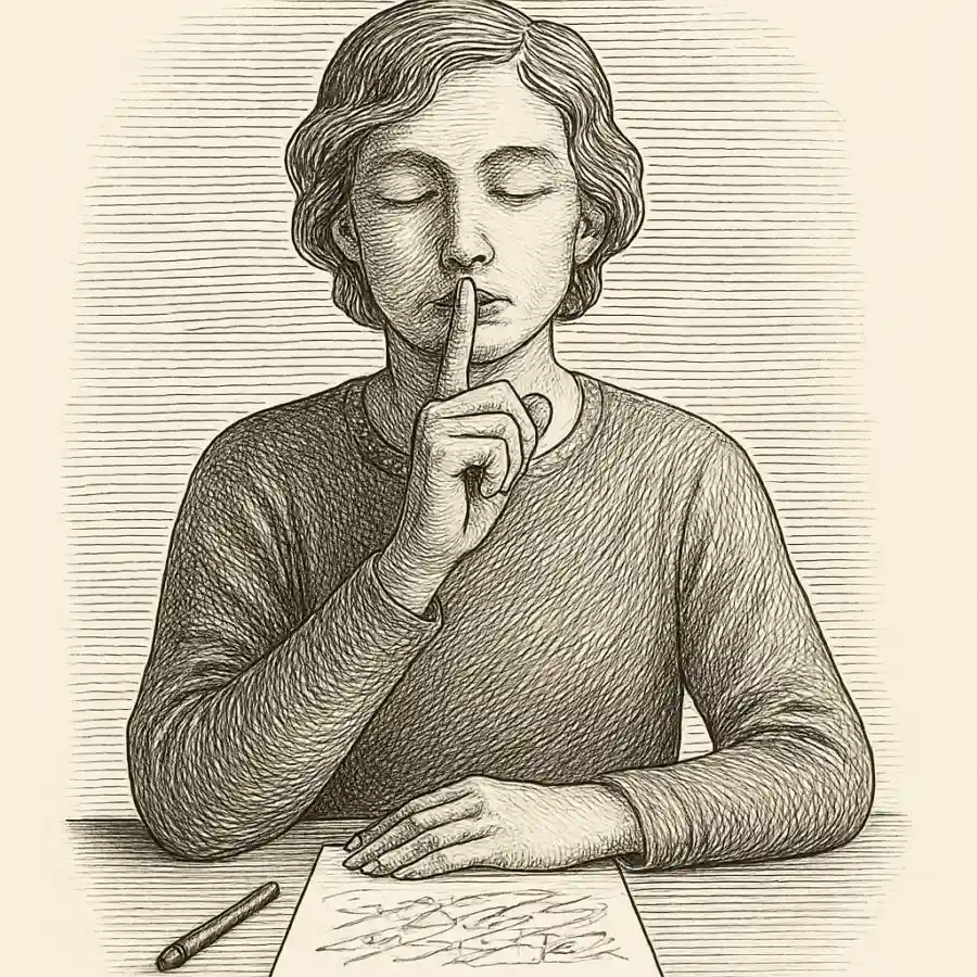 Callar también es cuidarse — ilustración Ilustración en grabado sobre Callar también es cuidarse