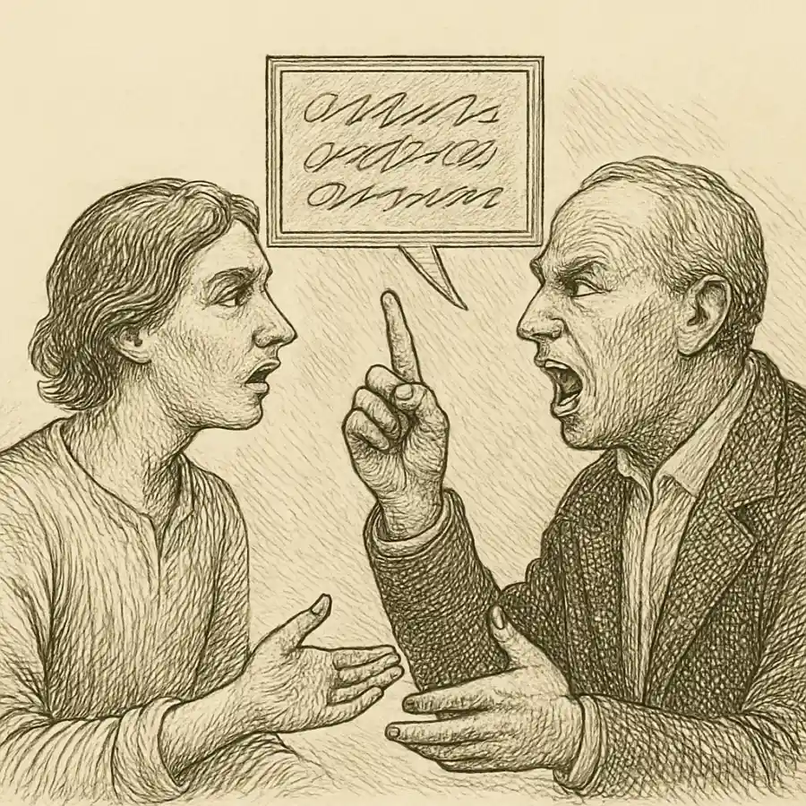Discutimos para ser alguien — ilustración Ilustración en grabado sobre Discutimos para ser alguien