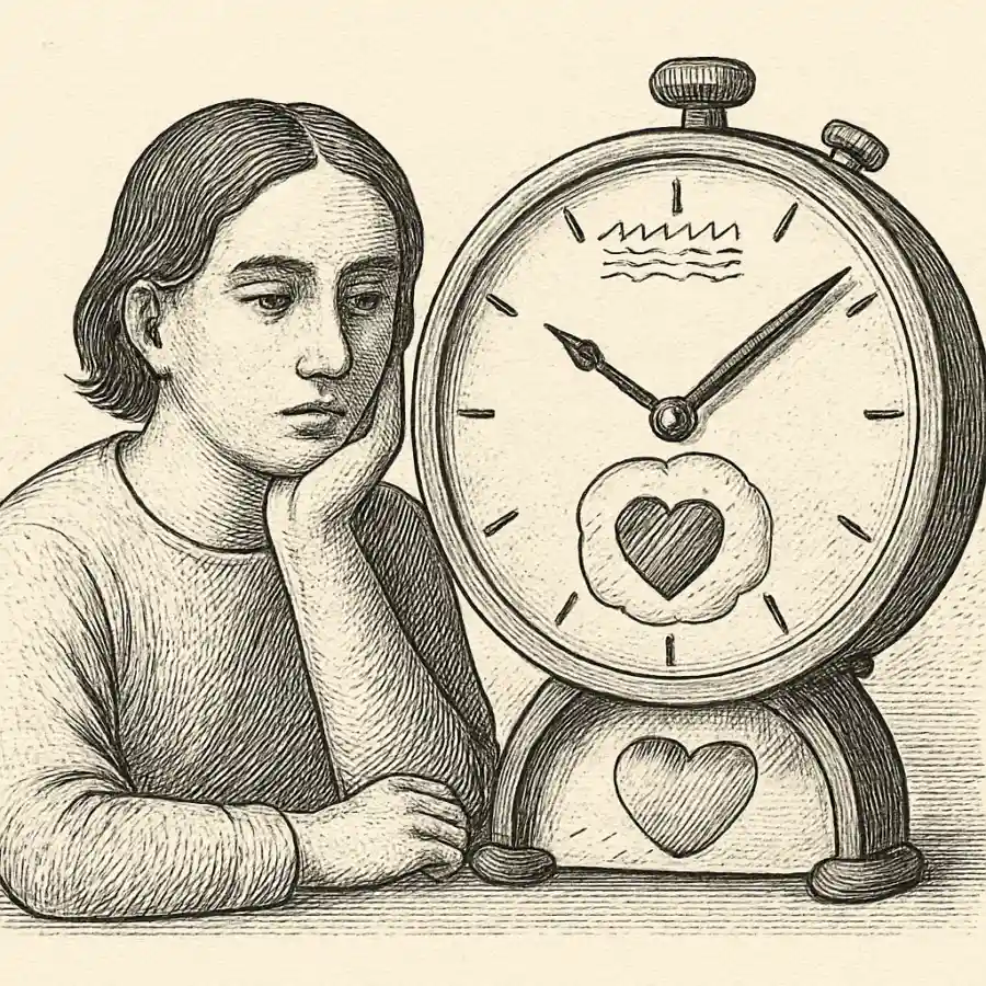 Ilustración en grabado sobre Ahorita: mi reloj emocional