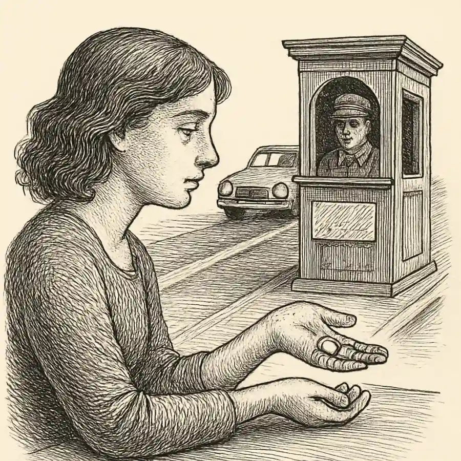 Mi percepción cobra peaje — ilustración Ilustración en grabado sobre Mi percepción cobra peaje