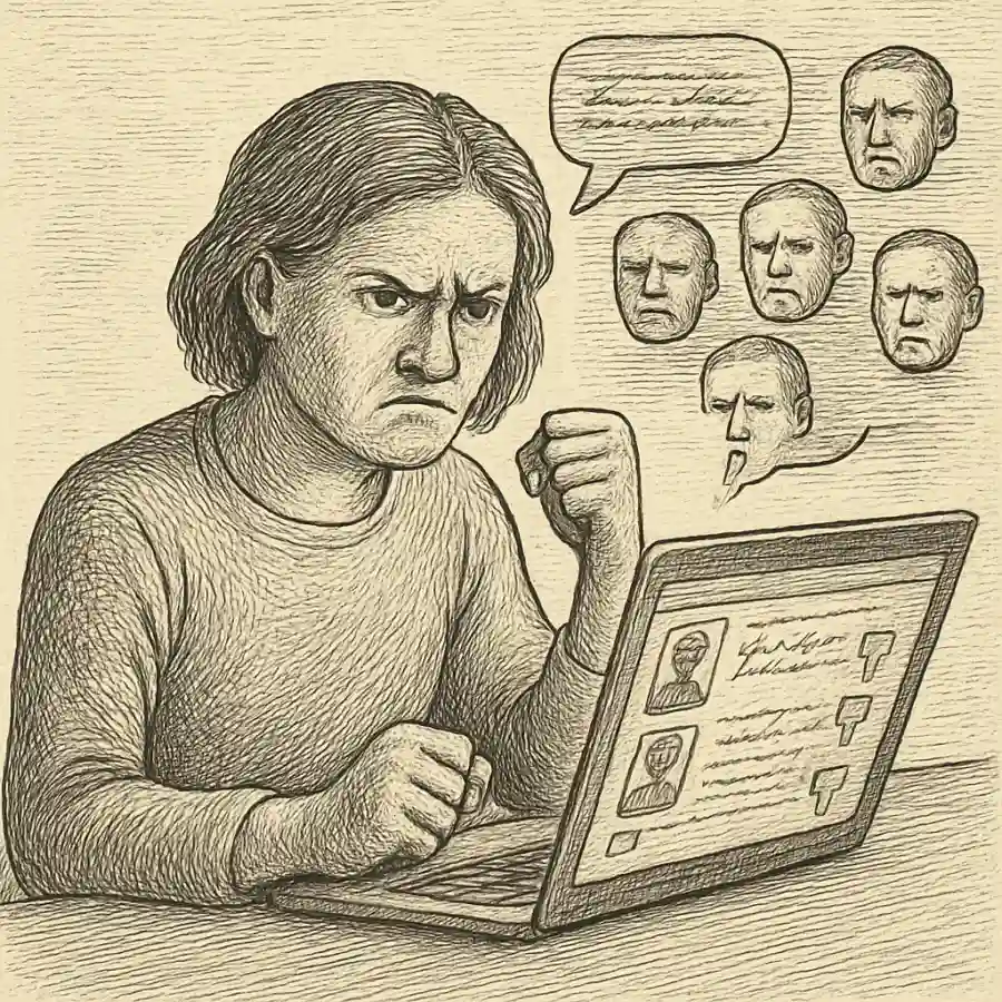 Ilustración en grabado sobre Empecé a odiar gente desconocida