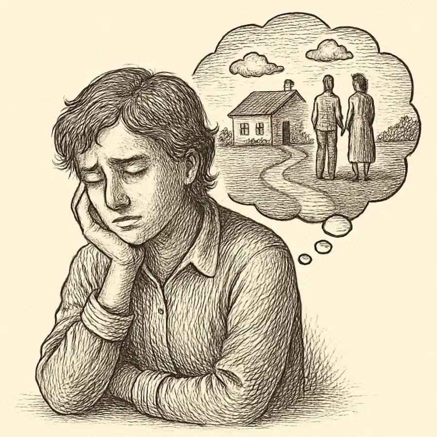 Extraño una vida que no existió — ilustración Ilustración en grabado sobre Extraño una vida que no existió