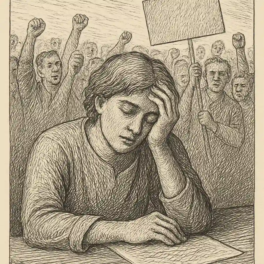Estoy cansado de indignarme — ilustración Ilustración en grabado sobre Estoy cansado de indignarme