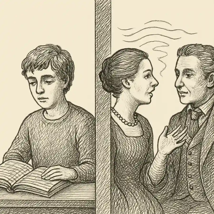 La clase también se nota al hablar — ilustración Ilustración en grabado sobre La clase también se nota al hablar