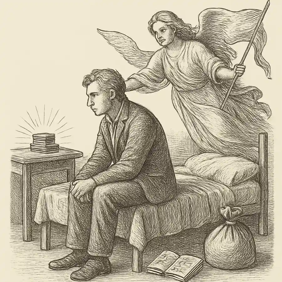 El sueldo de no deber nada — ilustración Ilustración en grabado sobre El sueldo de no deber nada