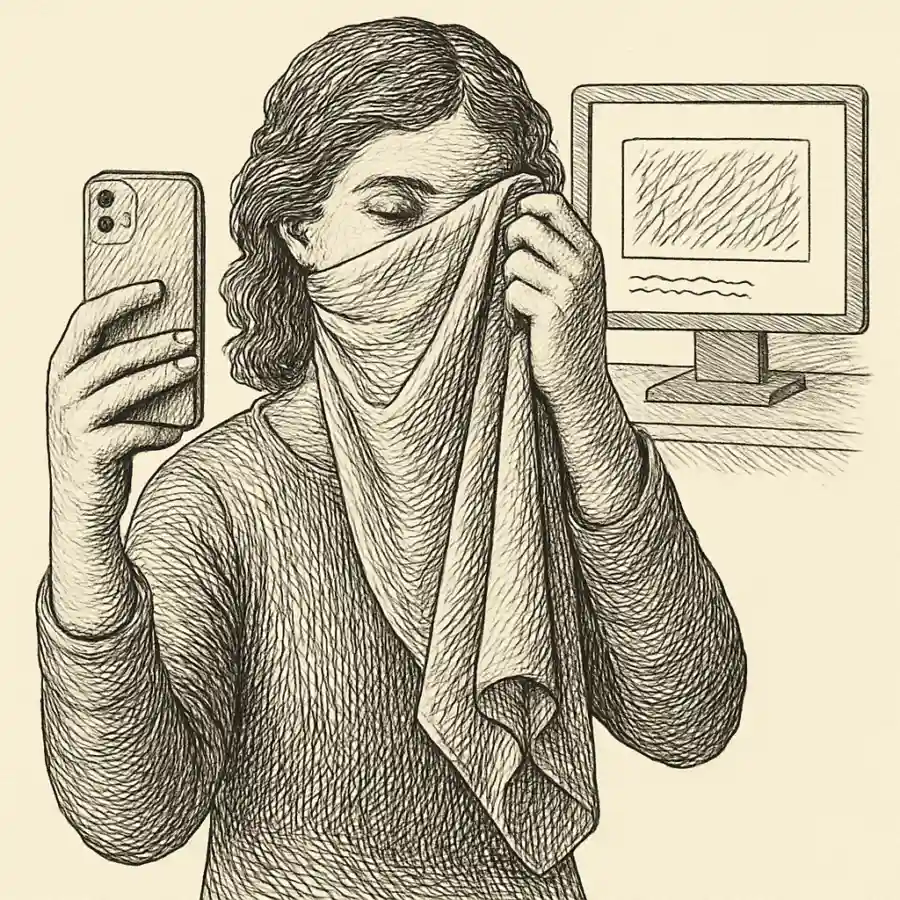 No quiero exhibirlo todo — ilustración Ilustración en grabado sobre No quiero exhibirlo todo