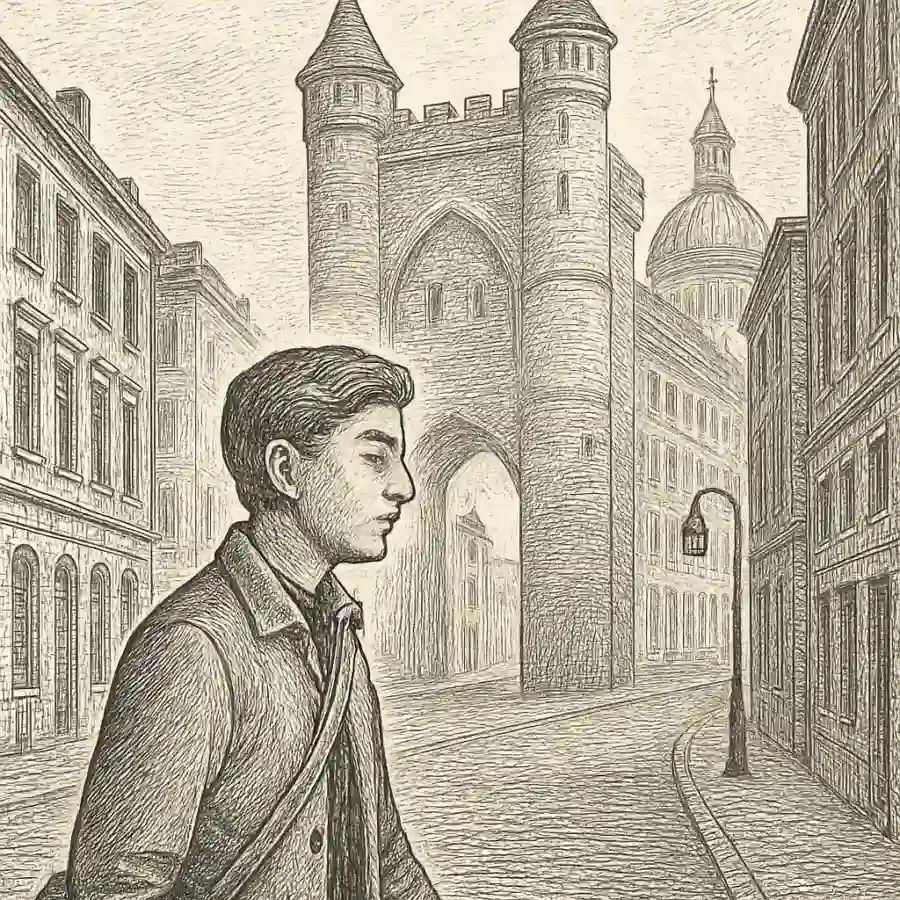 Ilustración en grabado sobre La ciudad secreta que camino sin verla