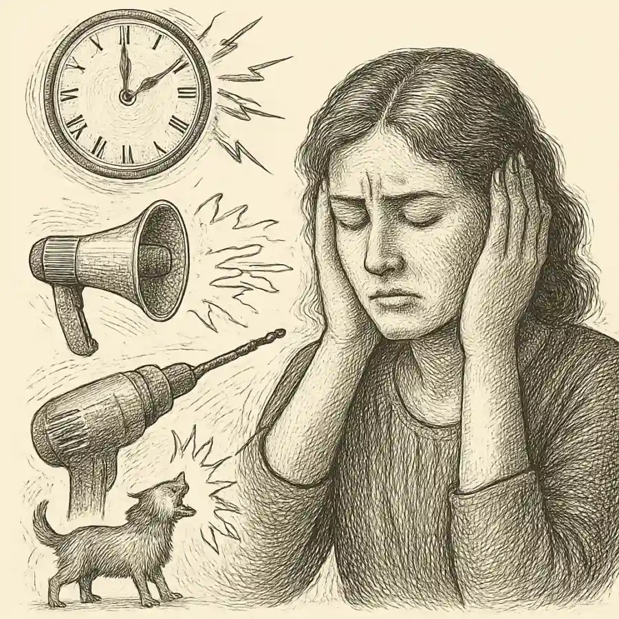Ilustración en grabado sobre Hay ruidos que me hieren