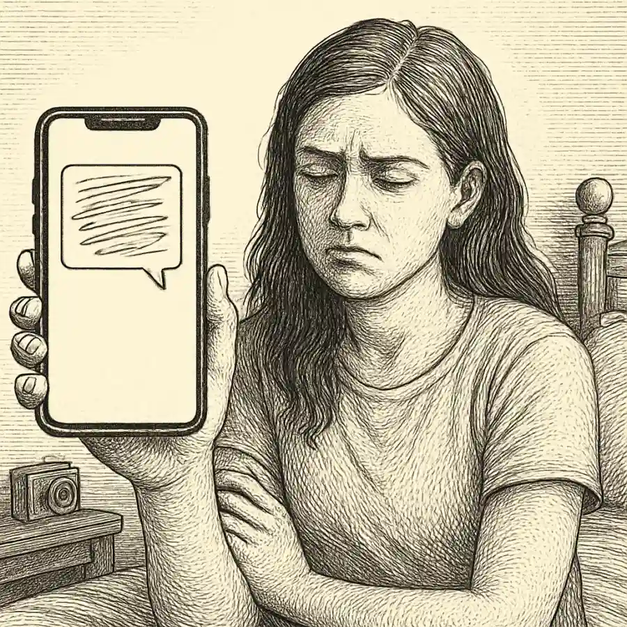 Mi vida no es contenido — ilustración Ilustración en grabado sobre Mi vida no es contenido