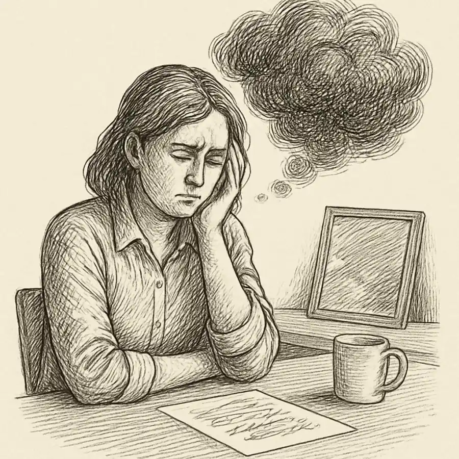 No era drama, era desgaste — ilustración Ilustración en grabado sobre No era drama, era desgaste