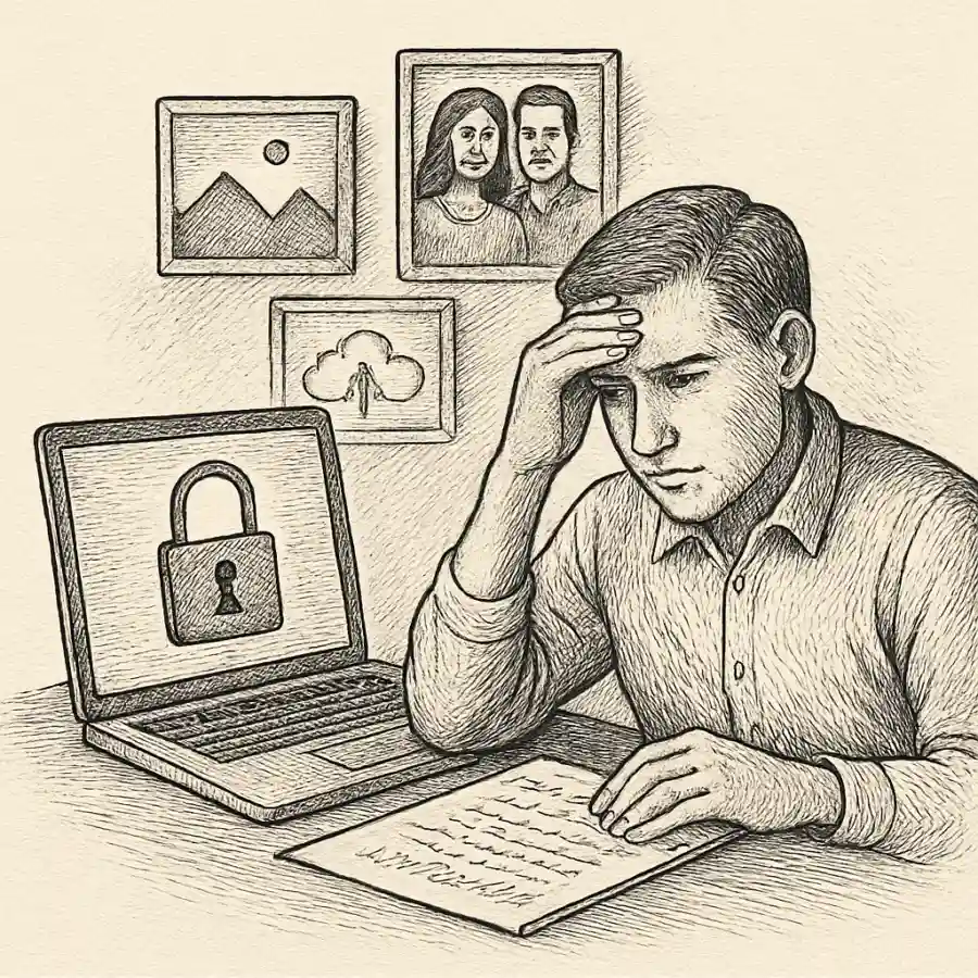 Mi herencia digital pendiente — ilustración Ilustración en grabado sobre Mi herencia digital pendiente