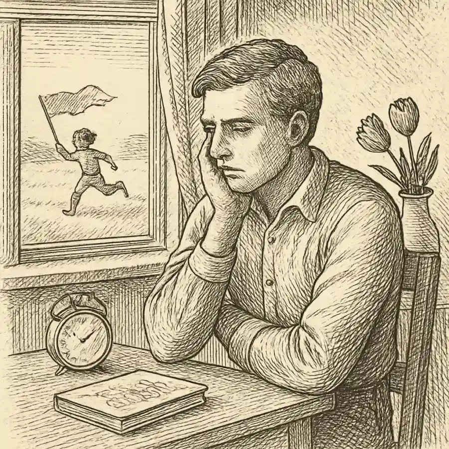 Nostalgia anticipada en lo cotidiano — ilustración Ilustración en grabado sobre Nostalgia anticipada en lo cotidiano