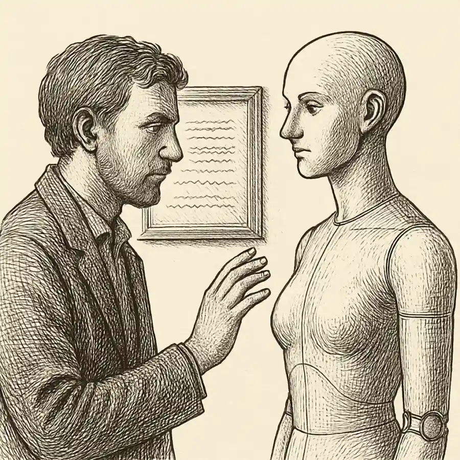 Lo que casi parece humano — ilustración Ilustración en grabado sobre Lo que casi parece humano
