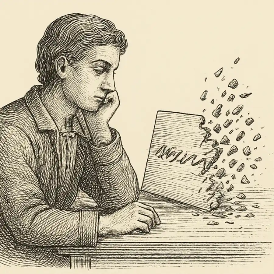 La palabra que se desarma — ilustración Ilustración en grabado sobre La palabra que se desarma