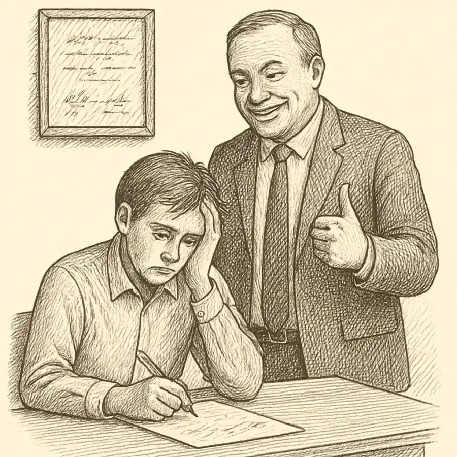 El jefe buena gente — ilustración Ilustración en grabado sobre El jefe buena gente