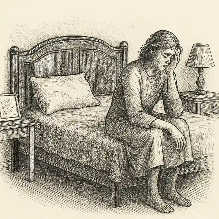 Ilustración en grabado sobre La cama junto a nadie