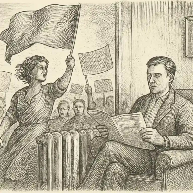 Ilustración en grabado sobre Revolución con calefacción central