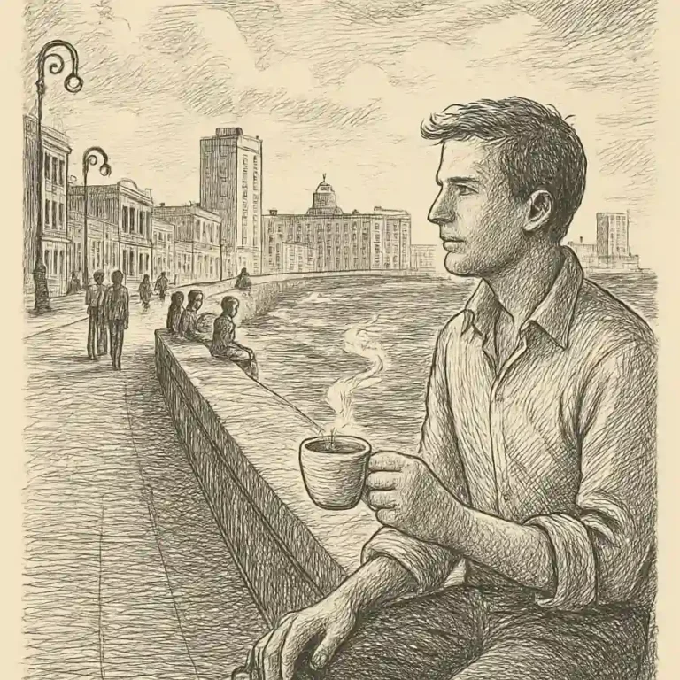 Ilustración en grabado sobre El mejor lugar del mundo huele a salitre y café