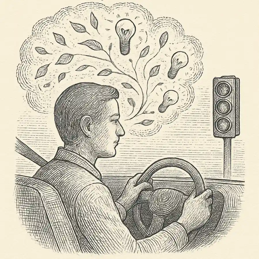 Ilustración en grabado sobre Flujo de ideas en silencio