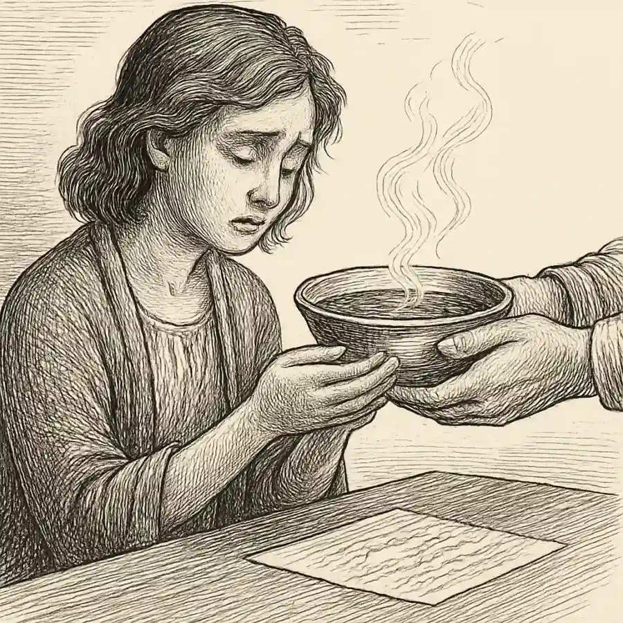 Ilustración en grabado sobre La sopa que no supe agradecer