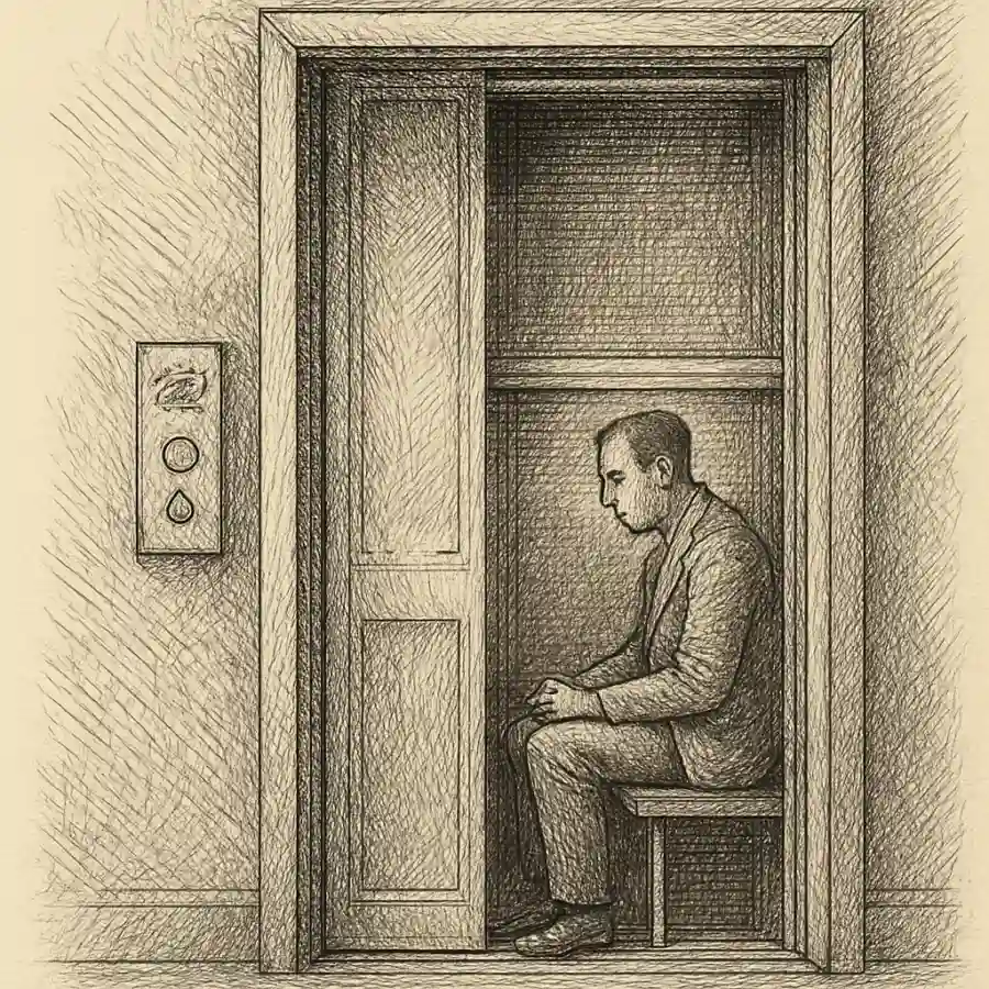 Entre dos pisos no hay personaje — ilustración Ilustración en grabado sobre Entre dos pisos no hay personaje