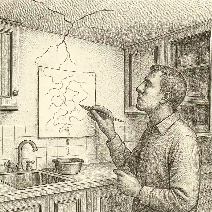 Ilustración en grabado sobre Mapa de una gotera