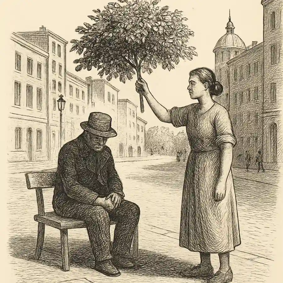 La sombra también debería alcanzar — ilustración Ilustración en grabado sobre La sombra también debería alcanzar