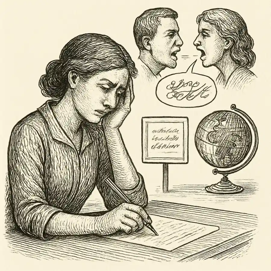 Ilustración en grabado sobre Creo que confundimos opinar con entender