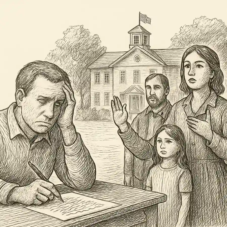 Ilustración en grabado sobre Eso de “es por los niños” no debería cerrar la conversación