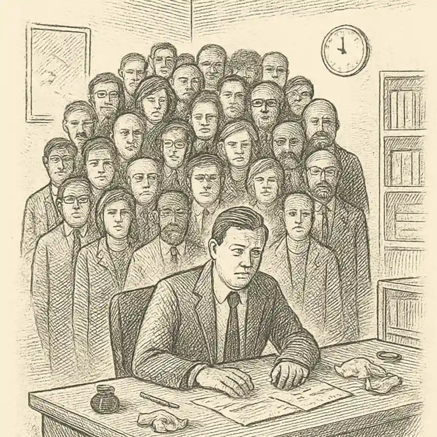 En el trabajo también hacemos bulto — ilustración Ilustración en grabado sobre En el trabajo también hacemos bulto