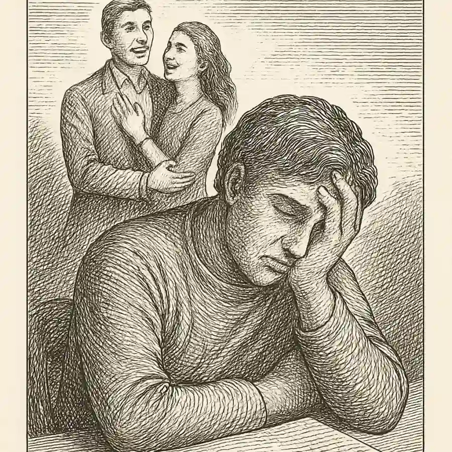 Ilustración en grabado sobre Me dio envidia una noticia bonita