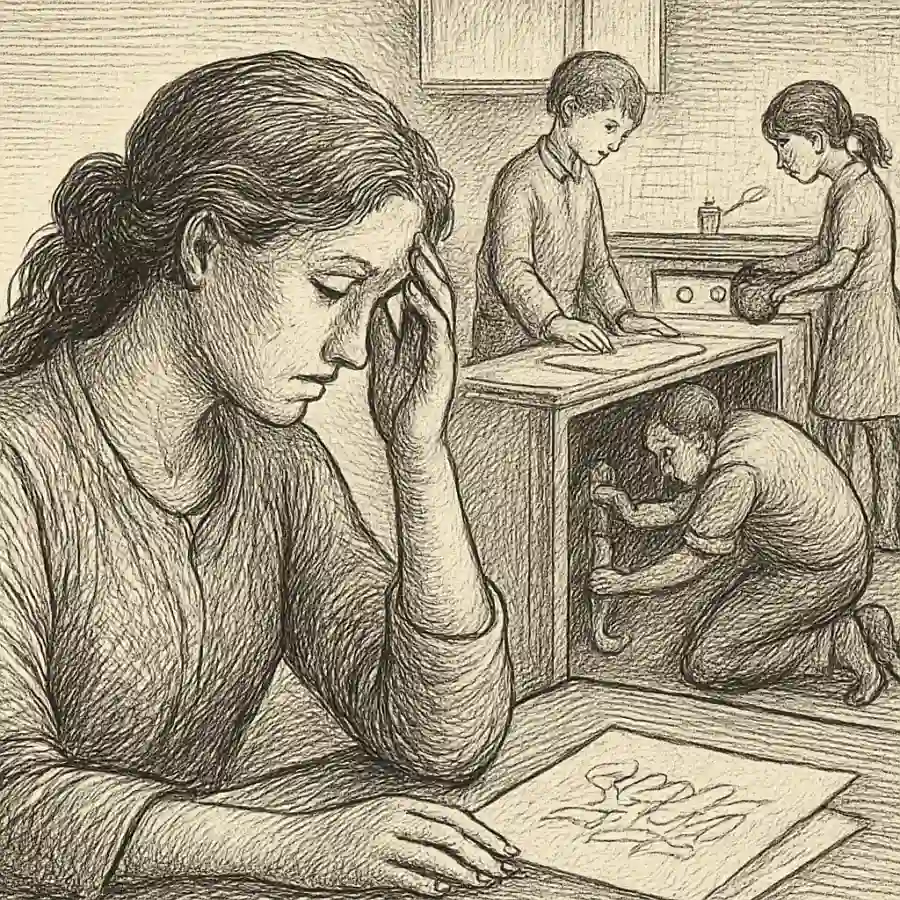 Estoy dejando que cada quien busque lo suyo — ilustración Ilustración en grabado sobre Estoy dejando que cada quien busque lo suyo