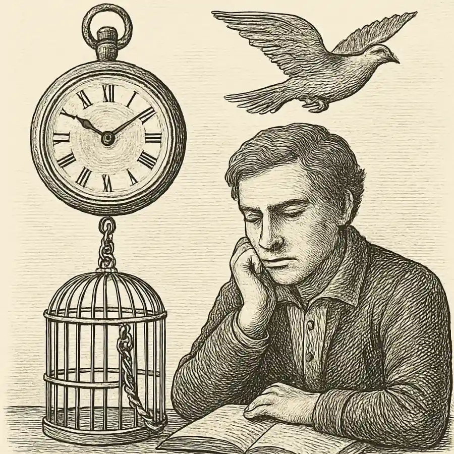 Estoy empezando a dudar de lo que llamo mi tiempo — ilustración Ilustración en grabado sobre Estoy empezando a dudar de lo que llamo mi tiempo