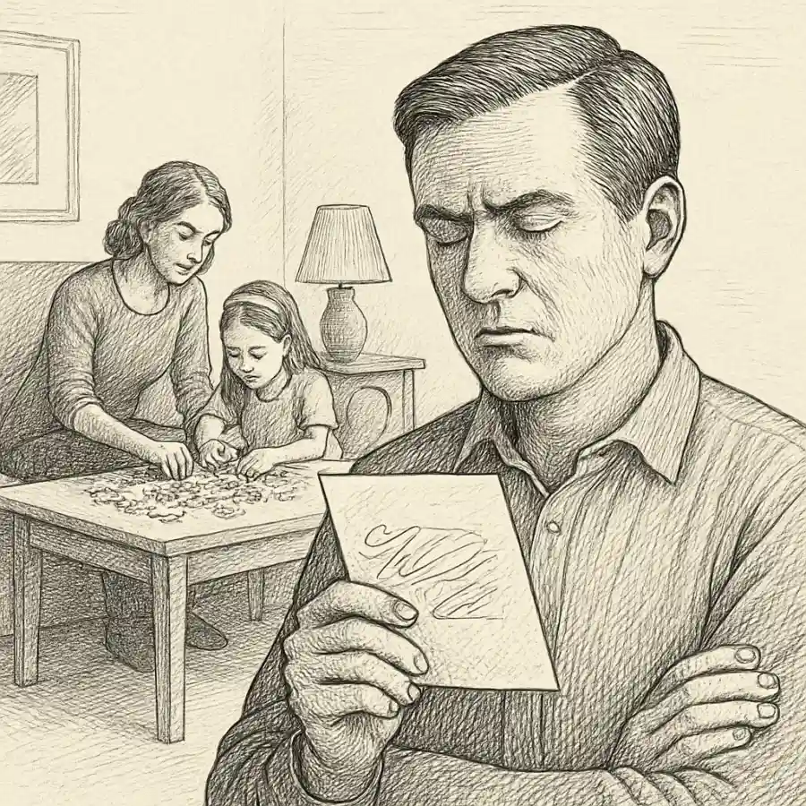 Voy a dejar de adivinar lo que falta — ilustración Ilustración en grabado sobre Voy a dejar de adivinar lo que falta