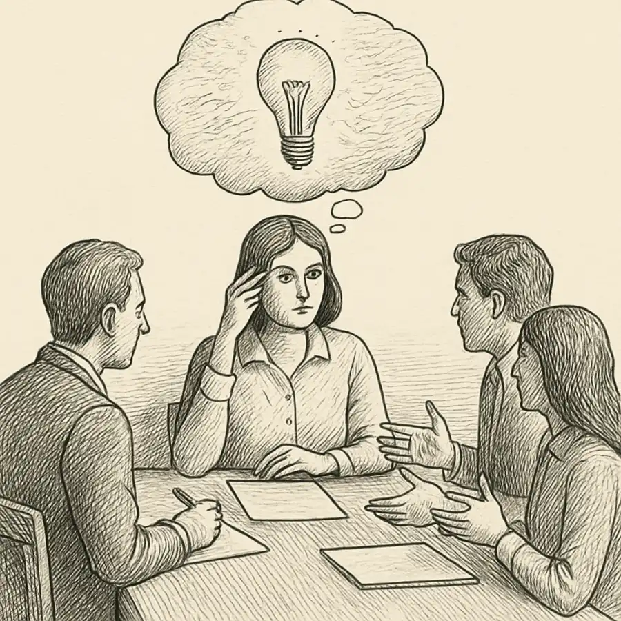 Me gustaría probar otra forma de pensar juntos — ilustración Ilustración en grabado sobre Me gustaría probar otra forma de pensar juntos