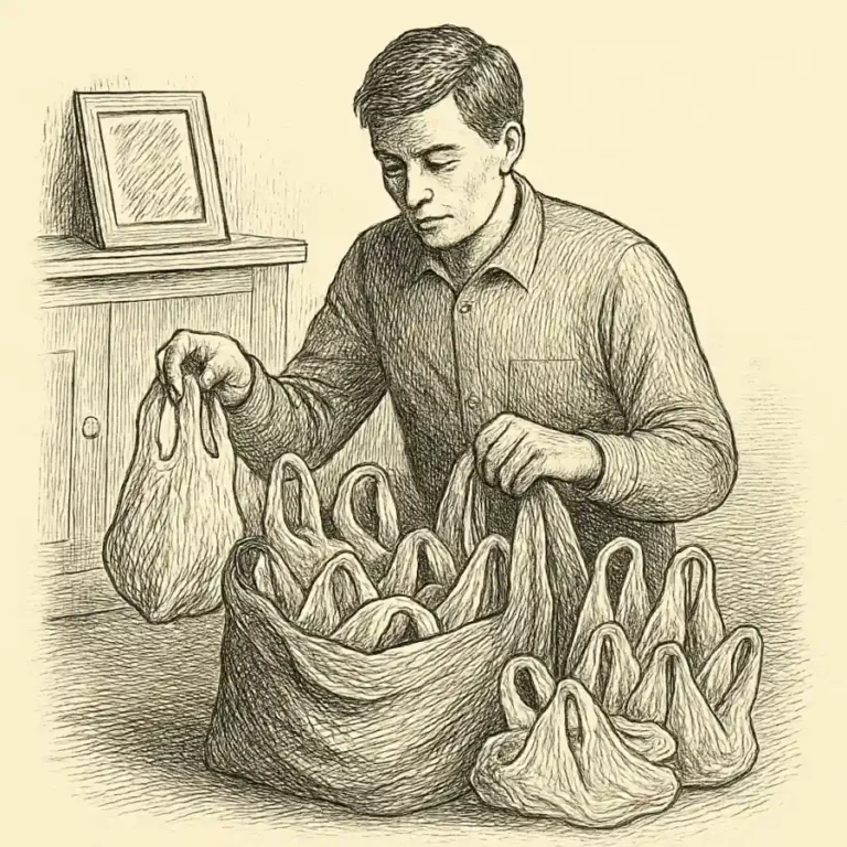 Ilustración en grabado sobre Hoy ordené una bolsa llena de bolsas