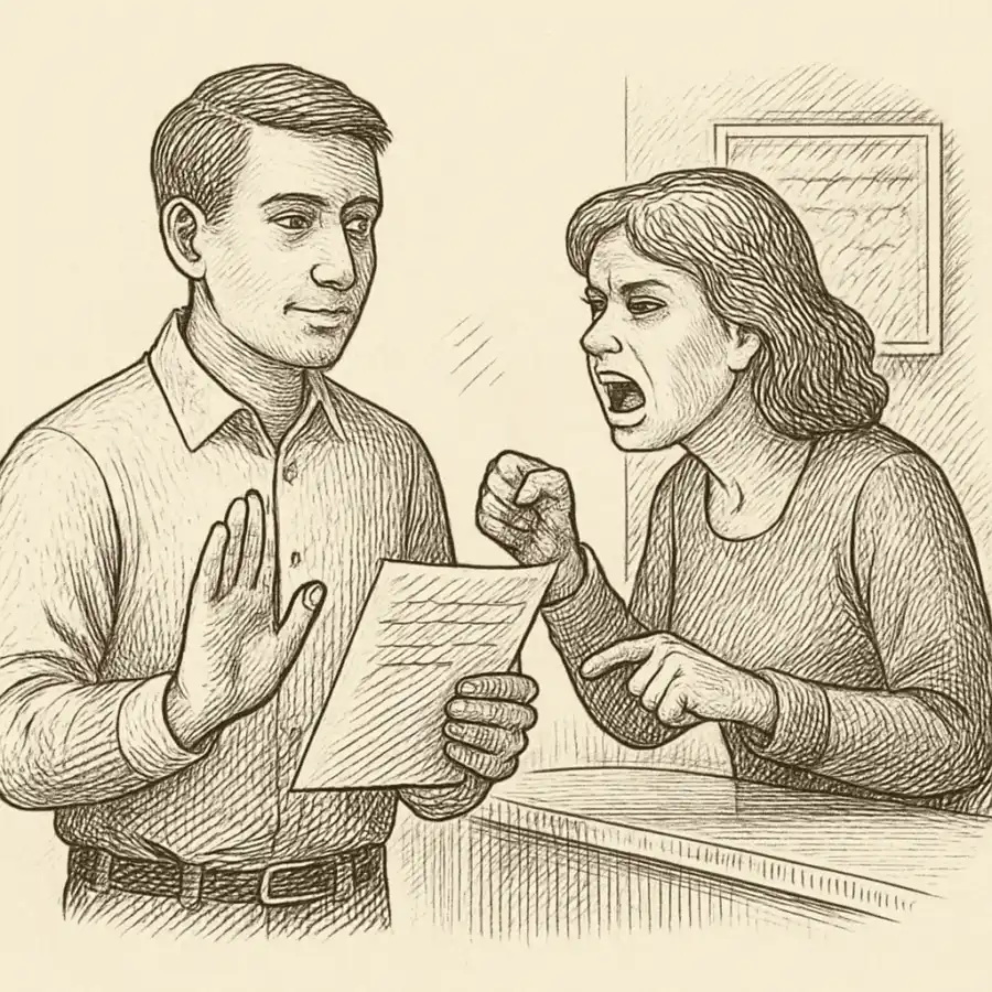 Voy a reclamar sin volverme insoportable — ilustración Ilustración en grabado sobre Voy a reclamar sin volverme insoportable