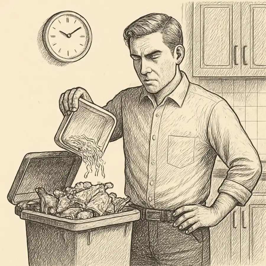 Me demoré más de la cuenta con un táper — ilustración Ilustración en grabado sobre Me demoré más de la cuenta con un táper